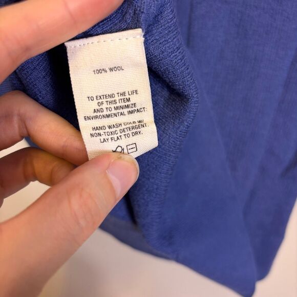 Alex Mill Blue 100% Wool Ribbed Cropped Pullover Sweater Small - Picture 6 of 6